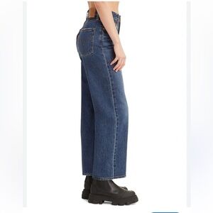 Levi's Ribcage Straight Cropped Frayed Hem Jeans